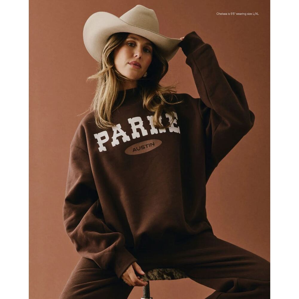 Parke Sweatshirt Signature Austin Mockneck Brown Size S/M Small Medium Fleece